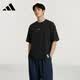 阿迪達斯（adidas）潮流運動舒適潮流套頭圓領時尚夏季透氣T恤短袖KC9258 黑色 L