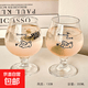 韓式可愛小狗ins風玻璃杯高腳杯甜品杯子果酒杯果汁杯氣泡水杯 修狗杯350ml（2只裝)