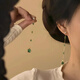 【青川謠】新中式流蘇耳環女綠色復古風耳墜輕奢小眾氣質長款耳飾 青川謠(925銀針)