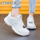 斯凱奇（Skechers）女鞋運(yùn)動鞋女秋季新款減震耐磨跑步鞋子女夏季皮面防水休閑慢跑鞋 白色 37