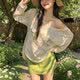 鉑吶苓防曬罩衫清透可外穿t恤女高級感韓系減齡長袖百搭寬松印花小上衣 字母印花罩衫 L （建議100-120斤）