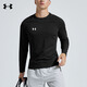安德瑪UA長(cháng)袖T恤新款運動(dòng)服速干透氣健身跑步訓練休閑圓領(lǐng)上衣 黑色/有彈力緊身可拍偏小碼 M (建議120-140斤)
