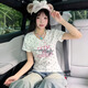 哈魯迪美式波點字母印花純欲風短袖t恤女2026夏季新款辣妹V領短款上衣服 白色 L （80-100斤）