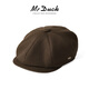 Mr DUCK知識分子風(fēng)潮搭純色八角報童帽男女 羊毛呢復古貝雷帽英倫風(fēng)帽子 MW461170-深咖色（報童帽） L （58-59cm）