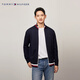 TOMMY HILFIGER【立領(lǐng)開衫】秋冬男女休閑通勤半高領(lǐng)撞色鑲邊針織外套JA828 藏青色FAP XL （推薦：165-180斤）