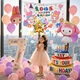愛彼力背景布女生生日場景布置裝飾女孩3歲KT板氣球雨兒童周歲2歲1 【7歲】畫布+數字+蛋糕+星星+美樂蒂2+大小圓氣球+配件