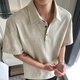 LOMBT老錢風(fēng)亞麻短袖T恤男夏季涼感上衣透氣寬松百搭Polo衫MT18淺米色L