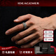 IDEAGEMER925銀魚群躍動雕刻戒指男士個性小眾復古原創設計指環男輕奢氣質 925銀魚群躍動戒指-港度19號