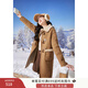 香影牛角扣麂皮絨大衣女2025冬季新款羊羔毛風(fēng)中長(cháng)款翻領(lǐng)駝色外套 駝色 S