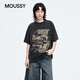 moussy 新品做舊復古汽車字母寬松短袖T恤028JSX90-1050 020黑色 均碼