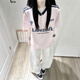 LDBE美式潮流滿印星星短袖T恤男女同款2026夏季新款V領球衣球服上衣 粉色 L 100-120斤