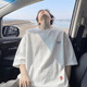 NYING棉麻薄款短袖男26夏季新款潮牌刺繡透氣休閑亞麻t恤大碼寬松上衣 白色 XL （130-150斤）