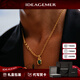 IDEAGEMER925銀祖母綠小方塊項鏈男士輕奢小眾高級感歐美風百搭吊墜配飾 小方塊吊墜-剛鏈-55CM