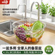 青蘋果耐熱玻璃碗和面盆歐式沙拉碗加厚揉面盆4.35L超大容量