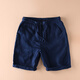 極麻松緊腰直筒亞麻休閑男士夏季沙灘大碼透氣寬松棉麻料短褲 藏青色 XL（140-160斤左右）