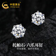 中國黃金六爪銀耳釘女士托帕石耳環(huán)耳飾純銀教師節(jié)禮物送老師生日送女友 六爪耳釘-托帕石【品牌禮盒】