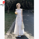皮爾卡丹（pierre cardin）白色背心鏤空洋裝女2026夏季新款法式長裙子巨好看氣質顯瘦收腰 白色連衣裙【高質量】 M