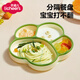 licheers寶寶餐盤嬰兒硅膠學吃飯分格餐具吸盤一體式兒童輔食碗 綠色