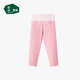 松山棉店【小暖羊】?jì)和虻籽澅Ｅ療o(wú)痕秋褲秋冬高腰褲 條紋褲子-淺粉 160