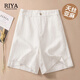 RIYA高級(jí)感天絲亞麻白色五分褲女夏季薄款2026新款棉麻小個(gè)子速干短褲 白色 【專柜精裁】 M /27 建議95-105斤