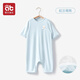 愛貝迪拉（AIBEDILA）莫代爾兒童睡衣家居服男女童夏季薄款寶寶睡衣嬰幼兒小童連體睡衣 莫代爾家居服-套頭連體-虹藍萌熊 90