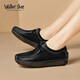Walker Shop奧卡索豆豆鞋女平底媽媽鞋懶人一腳蹬蝸牛鞋女單鞋休閑健步鞋女 黑色 40