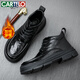 卡帝樂(lè )鱷魚(yú)（CARTELO）頭層牛皮加絨馬丁靴男保暖男靴皮靴男加厚棉靴雪地靴9768黑色42