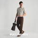 FULL MONTY【新款】純棉翻領黑色男士休閑短袖polo衫商務豎條紋T恤2026年夏 70013 XL