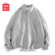 名創(chuàng)優(yōu)品（MINISO）格子襯衫男2025復(fù)古休閑長袖外套大碼日系vintage潮牌工裝襯衣男 【牛津紡條紋】灰白條 60%棉 40%滌綸 L 175(30天質(zhì)量問題全額退)