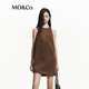 MO&Co.連衣裙秋煙熏棕絨肌理削肩精裁A字廓形MBD3DRS051 太妃糖色 M 165