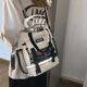 乖可愛(ài)日系原宿風(fēng)學(xué)生上課背包ins新款大容量工裝郵差包百搭單肩斜挎包 白色工裝雙插鎖