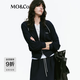 MO&Co.【C+系列】針織開衫2026秋新品運動時裝撞色嵌條雙拉鏈MBF3CAR015 深寶藍色 M /165