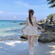 哈魯迪miu系波點連衣裙女夏季波點法式初戀清純優雅風收腰背心吊帶短裙 白色波點 M （85-105斤）