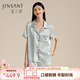 金三塔真絲睡衣女100%桑蠶絲舒適短袖衣褲兩件套絲綢睡衣七夕情人節禮物 淺薄霧藍 XL
