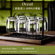 Ocean進(jìn)口玻璃杯家用待客杯子喝水綠茶杯果汁啤酒杯耐熱高檔套裝 艾弗利320mlx6+小黑盤+黑色杯架