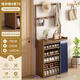 絲竹閣入戶(hù)鞋架多功能現代簡(jiǎn)易家用門(mén)口多層鞋柜出租屋用新款2025爆款竹 茶色6層70 掛衣款 藍簾