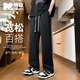 棉致休閑褲男港風(fēng)潮流寬松系帶運(yùn)動衛(wèi)褲百搭闊腿褲 黑色直筒 XL