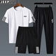JEEP SPIRIT【三件套】短袖t恤男夏季圓領(lǐng)上衣短褲透氣長(cháng)褲運動(dòng)休閑三件 白色三件套 2XL (135斤-150斤)