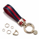 迪加倫 高檔時(shí)尚汽車(chē)鑰匙扣 羊皮真皮 情侶個(gè)性創(chuàng  )意 鑰匙扣掛件繩圈鏈 男士女 適用寶馬奔馳奧迪保時(shí)捷 紅藍(金扣) 禮盒裝