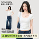 南極人（Nanjiren）新疆棉背心女U領顯瘦夏季薄款t恤遮副乳內搭外穿打底短袖上衣白色