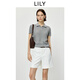 LILY2026夏新款含萊賽爾亞麻簡(jiǎn)約POLO領(lǐng)休閑通勤短袖針織衫女短款 517花灰 L