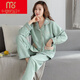 莫代爾睡衣女夾層棉秋冬季長(cháng)袖空氣棉加厚夾層保暖薄夾棉家居服 P4835 夾層棉 XL 120-140斤