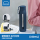 樂扣樂扣（LOCK&LOCK）耐熱玻璃塑玻雙層防燙隔熱密封防漏玻璃杯便攜提手可拆卸清洗水杯 LLG595DBLU藍色350ml1只