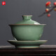 靈青坊青瓷蓋碗茶杯大號手工三才蓋碗陶瓷單個(gè)泡茶碗功夫茶具汝窯家用哥窯冰裂紋開(kāi)片可養防燙敬茶碗 哥窯梅子青