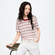 moussy 2026夏季新品復古風條紋撞色休閑圓領短袖T恤028JSC90-1091 085花紋紅色 均碼