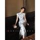 三吉黑花【顏如玉】新中式人絲寶相花旗袍女高端2026新款連衣長裙 瓷白-第二批 M