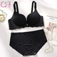 俏曼芬小胸聚攏內衣女無(wú)痕收副乳調整型無(wú)鋼圈加厚上托顯大胸罩少女文胸 黑色套裝（配內褲） M 34/75(AB通杯厚約3CM)