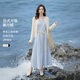 茵曼（INMAN）法式方領收腰顯瘦吊帶連衣裙女裝2026夏季新品裙子 藍色 M