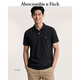 Abercrombie & Fitch經(jīng)典小麋鹿圖案美式復古通勤百搭短袖POLO衫26春夏男裝124-6035 黑色 L (180/108A)