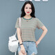 啄木鳥(niǎo)（TUCANO）好棉黑白條紋正肩短袖T恤女2023年夏季新款女裝夏裝短款上衣體恤 粉色 M 適合75-90斤